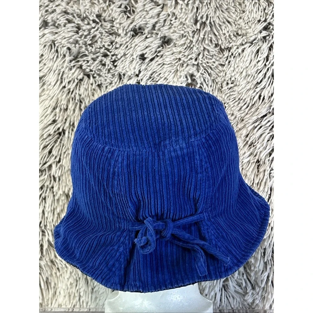 Colbalt Blue Black Reversible Bucket Hat‎ Tie 90's y2K Festival Sunbonnet Beach